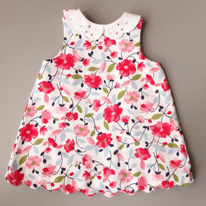 Luli & Me NWT Floral Pique Dress with Scallop Collar
